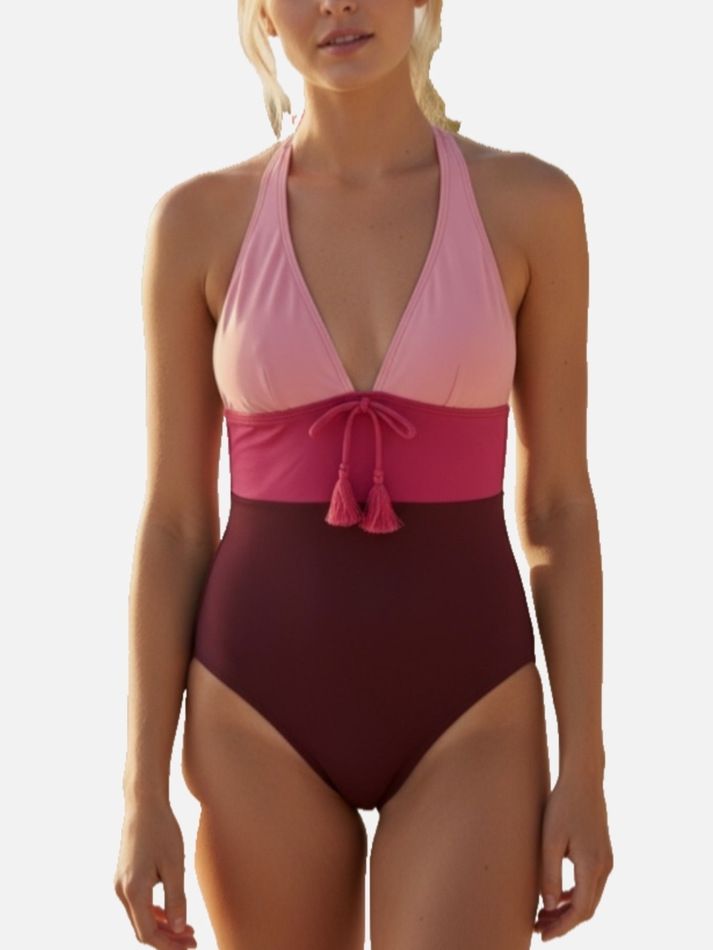 Kate Spade Pink Ombré Halter One Piece Swimsuit Sm